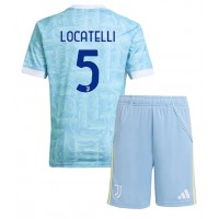 Juventus Manuel Locatelli #5 Vonkajší Detský futbalový dres 2025-26 Krátky Rukáv (+ trenírky)